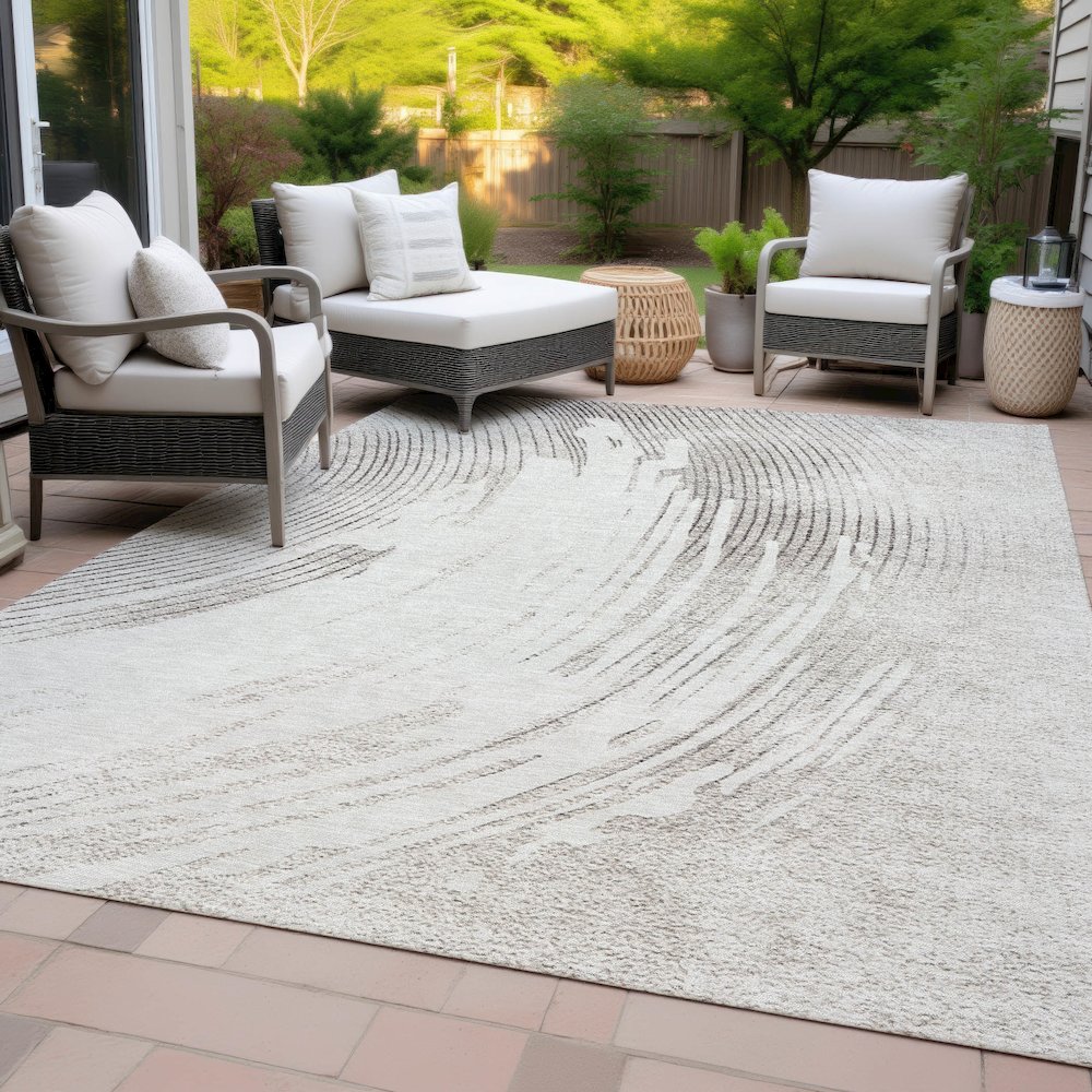 Machine Washable Indoor/Outdoor Chantille ACN2133 Ivory 10' x 14' Rug