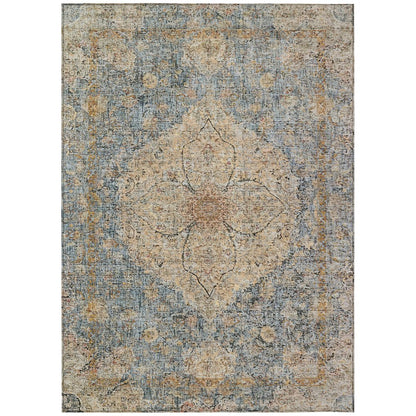 Machine Washable Indoor/Outdoor Chantille ACN2136 Blue 10' x 14' Rug