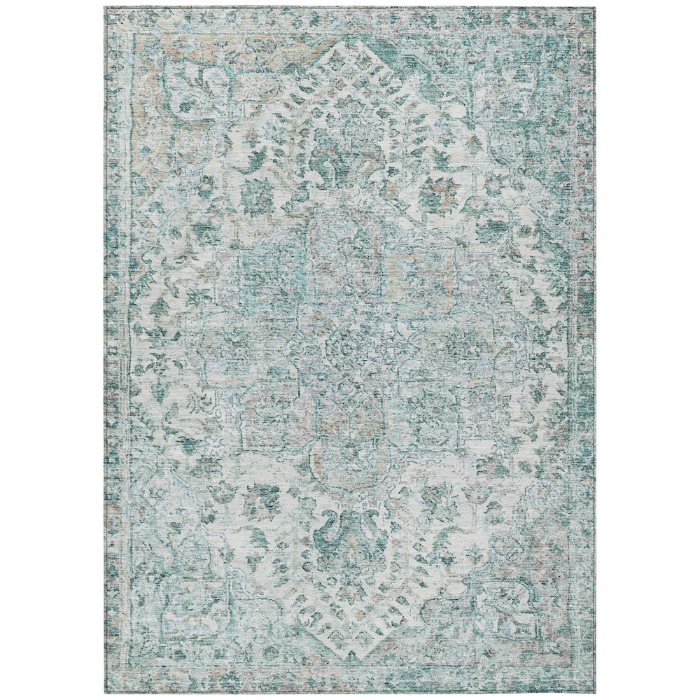 Machine Washable Indoor/Outdoor Chantille ACN2138 Teal 10' x 14' Rug