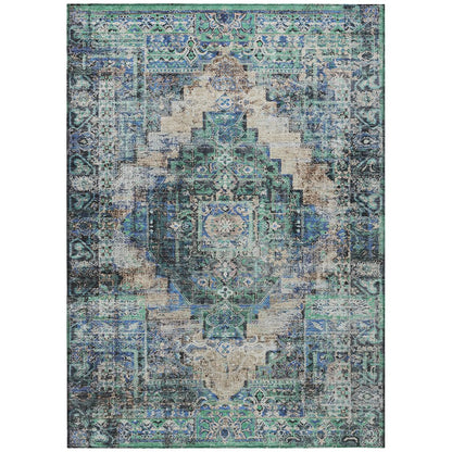 Machine Washable Indoor/Outdoor Chantille ACN2139 Green 10' x 14' Rug