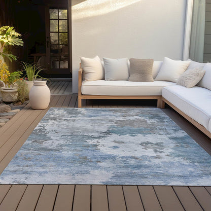 Machine Washable Indoor/Outdoor Chantille ACN2144 Blue 10' x 14' Rug