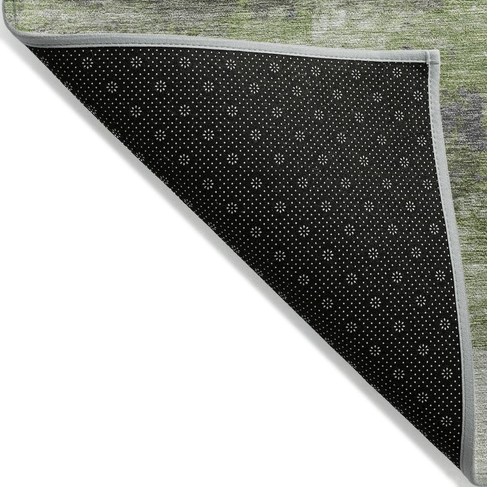 Machine Washable Indoor/Outdoor Chantille ACN2144 Olive 8' x 8' Round Rug