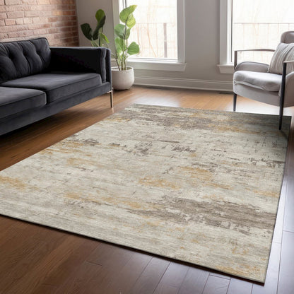 Machine Washable Indoor/Outdoor Chantille ACN2145 Putty 10' x 14' Rug