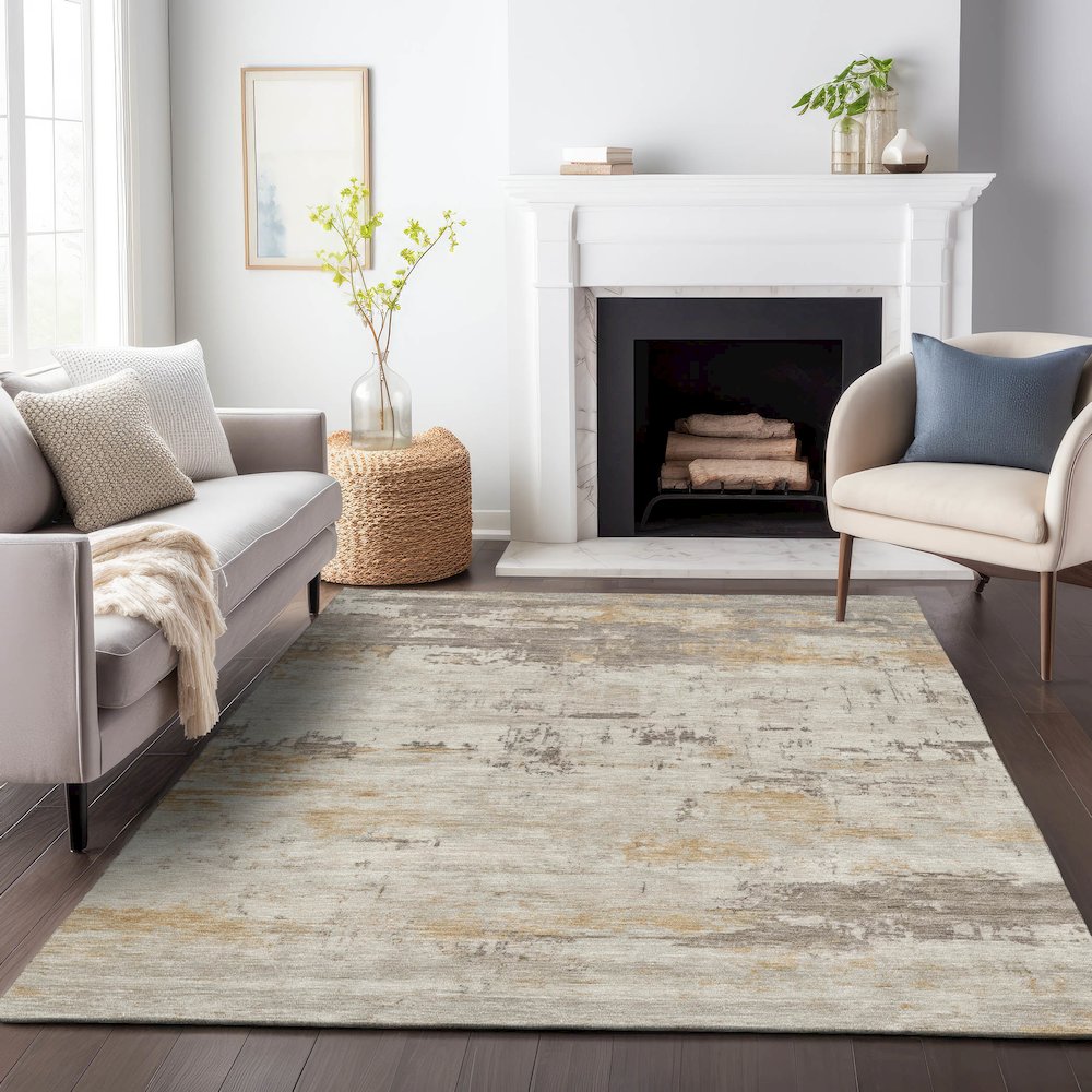 Machine Washable Indoor/Outdoor Chantille ACN2145 Putty 10' x 14' Rug