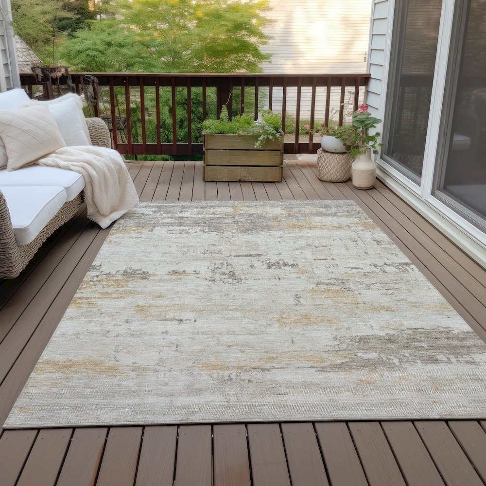 Machine Washable Indoor/Outdoor Chantille ACN2145 Putty 10' x 14' Rug