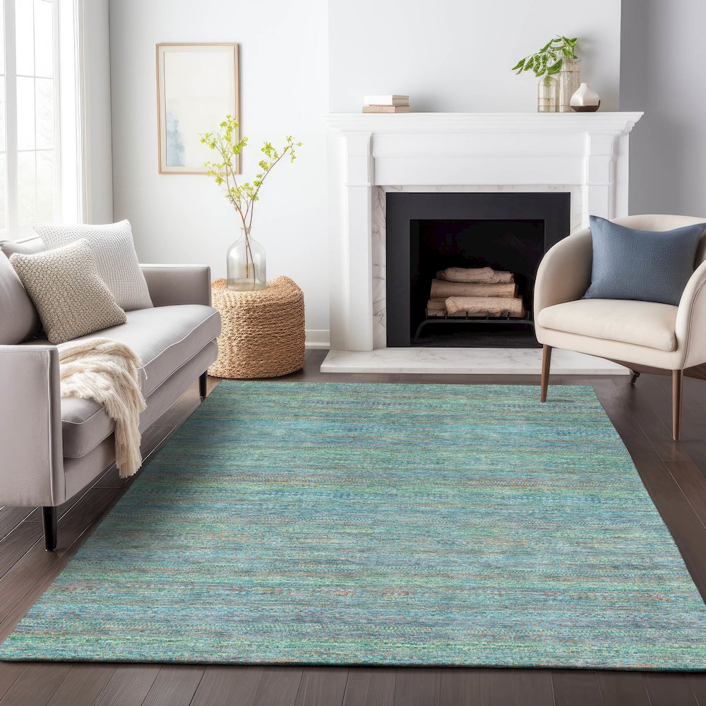 Machine Washable Indoor/Outdoor Chantille ACN2148 Teal 10' x 14' Rug