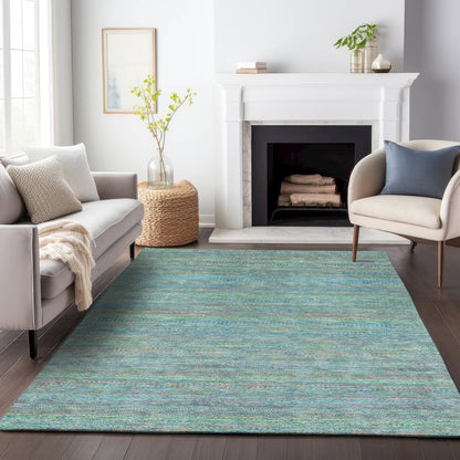 Machine Washable Indoor/Outdoor Chantille ACN2148 Teal 10' x 14' Rug