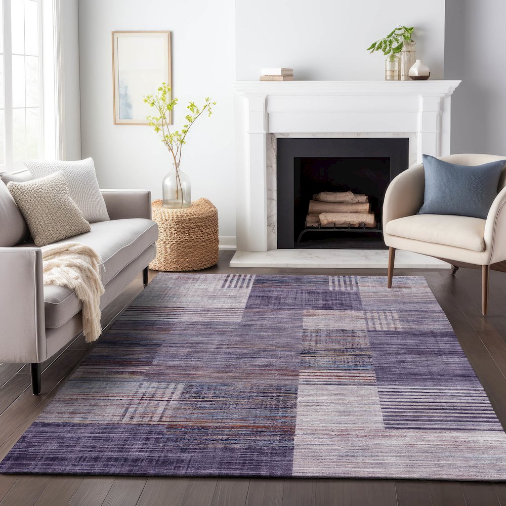 Machine Washable Indoor/Outdoor Chantille ACN2149 Plum 10' x 14' Rug