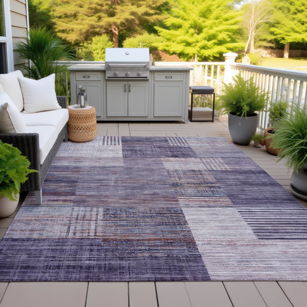 Machine Washable Indoor/Outdoor Chantille ACN2149 Plum 10' x 14' Rug