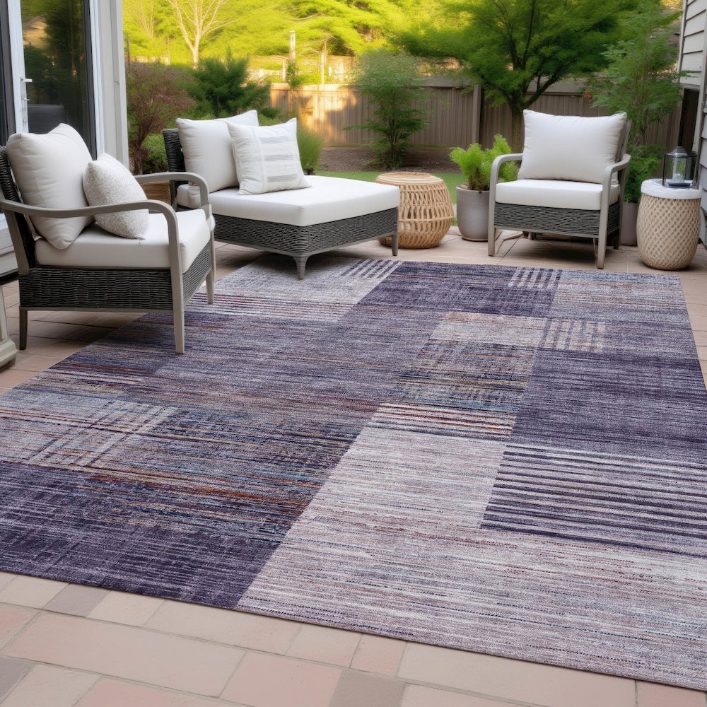 Machine Washable Indoor/Outdoor Chantille ACN2149 Plum 10' x 14' Rug