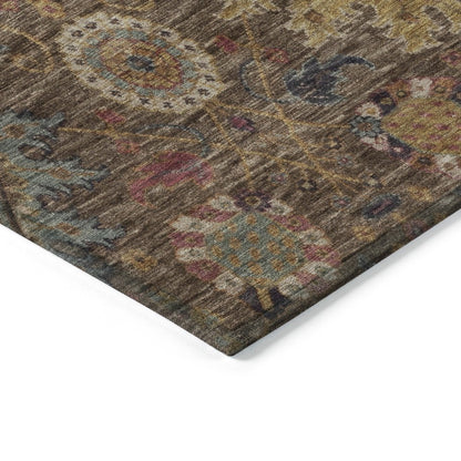 Machine Washable Indoor/Outdoor Chantille ACN2151 Chocolate 8' x 8' Round Rug