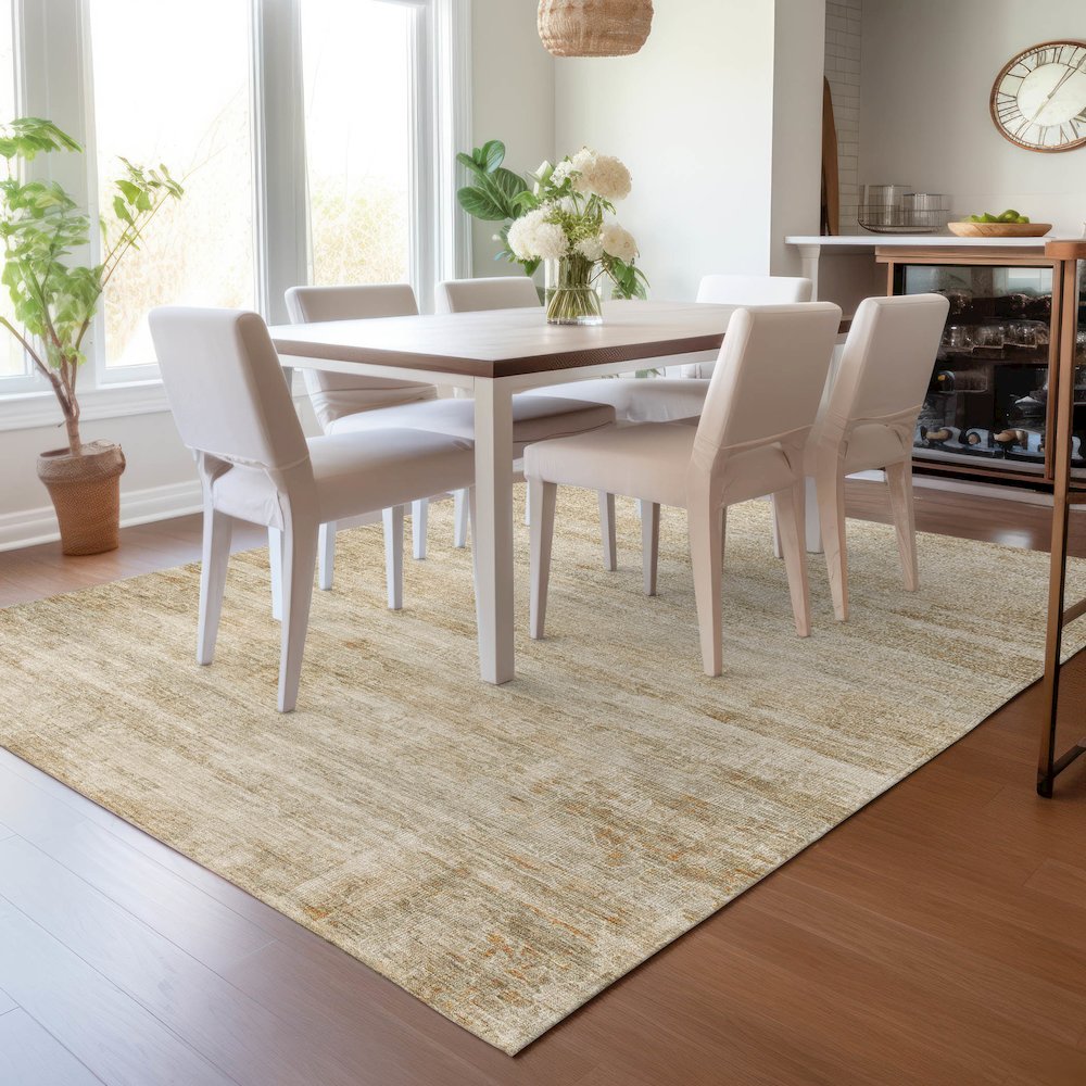 Machine Washable Indoor/Outdoor Chantille ACN2154 Brown 10' x 14' Rug
