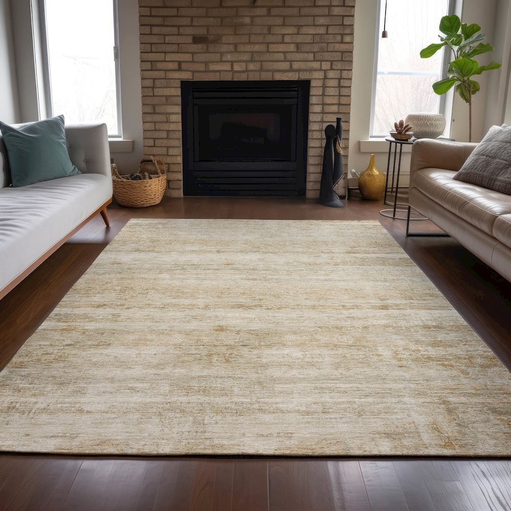 Machine Washable Indoor/Outdoor Chantille ACN2154 Brown 10' x 14' Rug