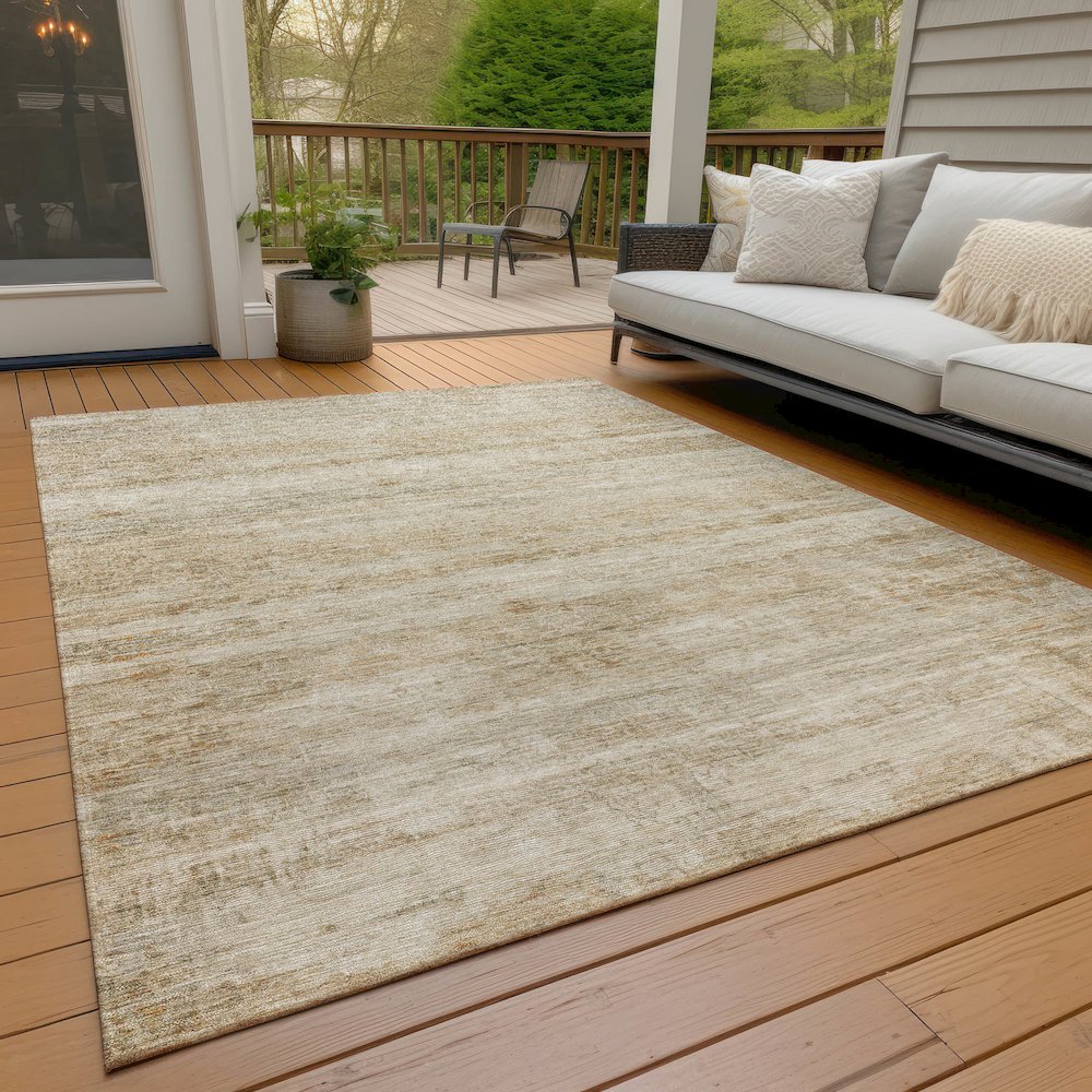 Machine Washable Indoor/Outdoor Chantille ACN2154 Brown 10' x 14' Rug