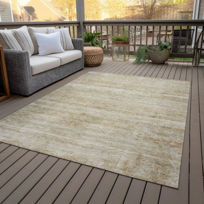 Machine Washable Indoor/Outdoor Chantille ACN2154 Brown 10' x 14' Rug