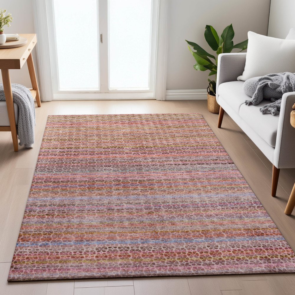 Machine Washable Indoor/Outdoor Chantille ACN2155 Pink 10' x 14' Rug