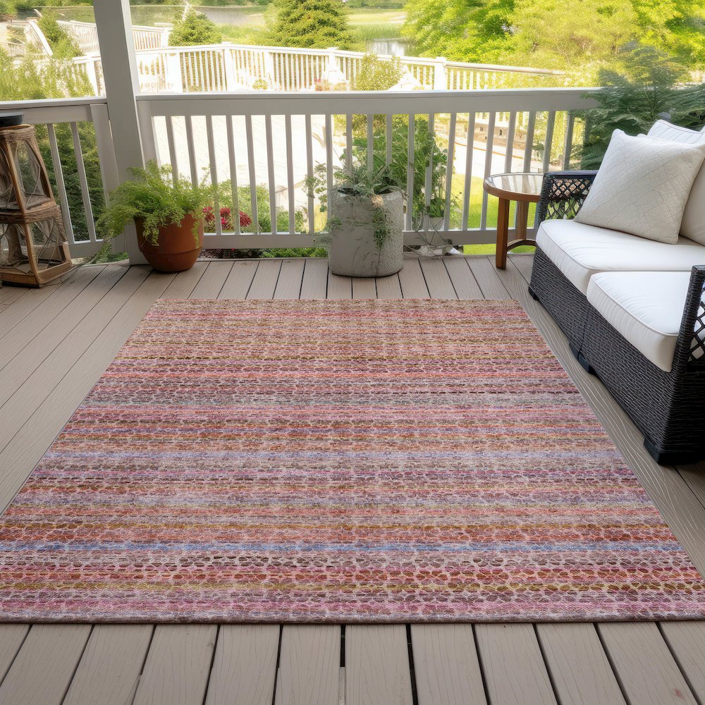 Machine Washable Indoor/Outdoor Chantille ACN2155 Pink 10' x 14' Rug