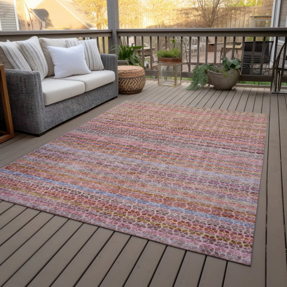 Machine Washable Indoor/Outdoor Chantille ACN2155 Pink 10' x 14' Rug