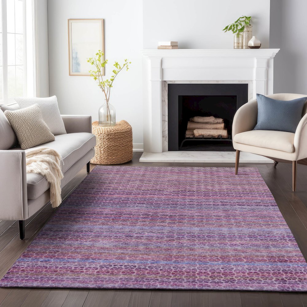 Machine Washable Indoor/Outdoor Chantille ACN2155 Purple 10' x 14' Rug