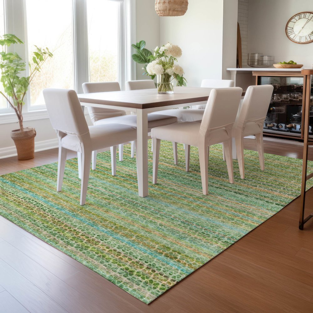 Machine Washable Indoor/Outdoor Chantille ACN2155 Teal 10' x 14' Rug