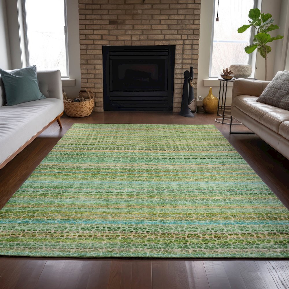 Machine Washable Indoor/Outdoor Chantille ACN2155 Teal 10' x 14' Rug