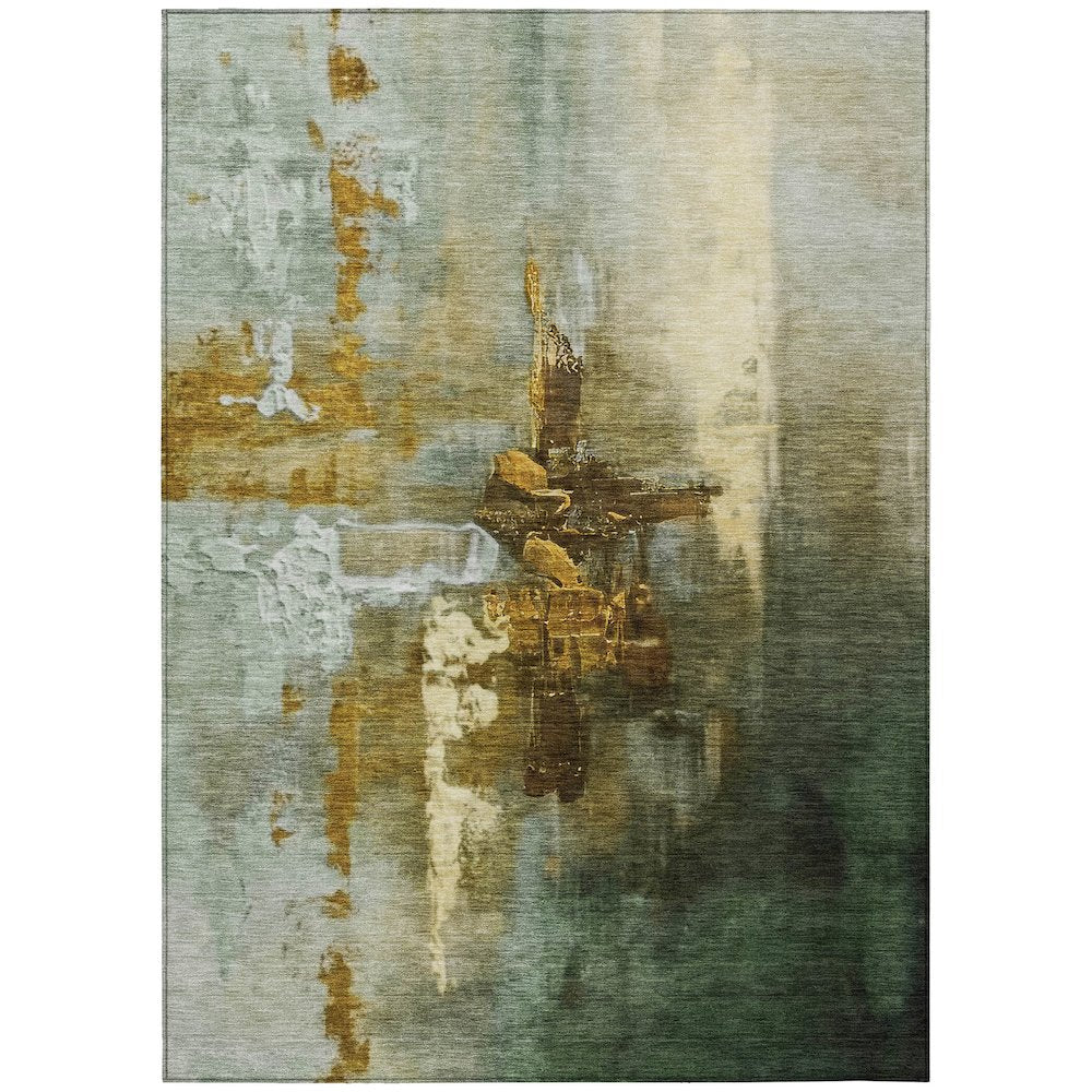 Machine Washable Indoor/Outdoor Chantille ACN2157 Brown 10' x 14' Rug