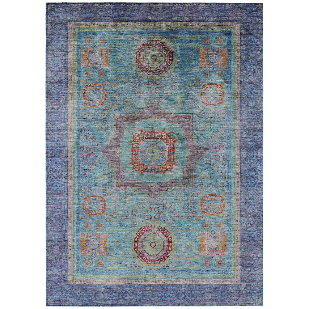 Machine Washable Indoor/Outdoor Chantille ACN2159 Teal 10' x 14' Rug