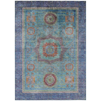 Machine Washable Indoor/Outdoor Chantille ACN2159 Teal 10' x 14' Rug