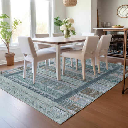Machine Washable Indoor/Outdoor Chantille ACN2160 Emerald 10' x 14' Rug