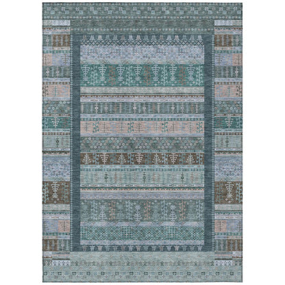 Machine Washable Indoor/Outdoor Chantille ACN2160 Emerald 10' x 14' Rug