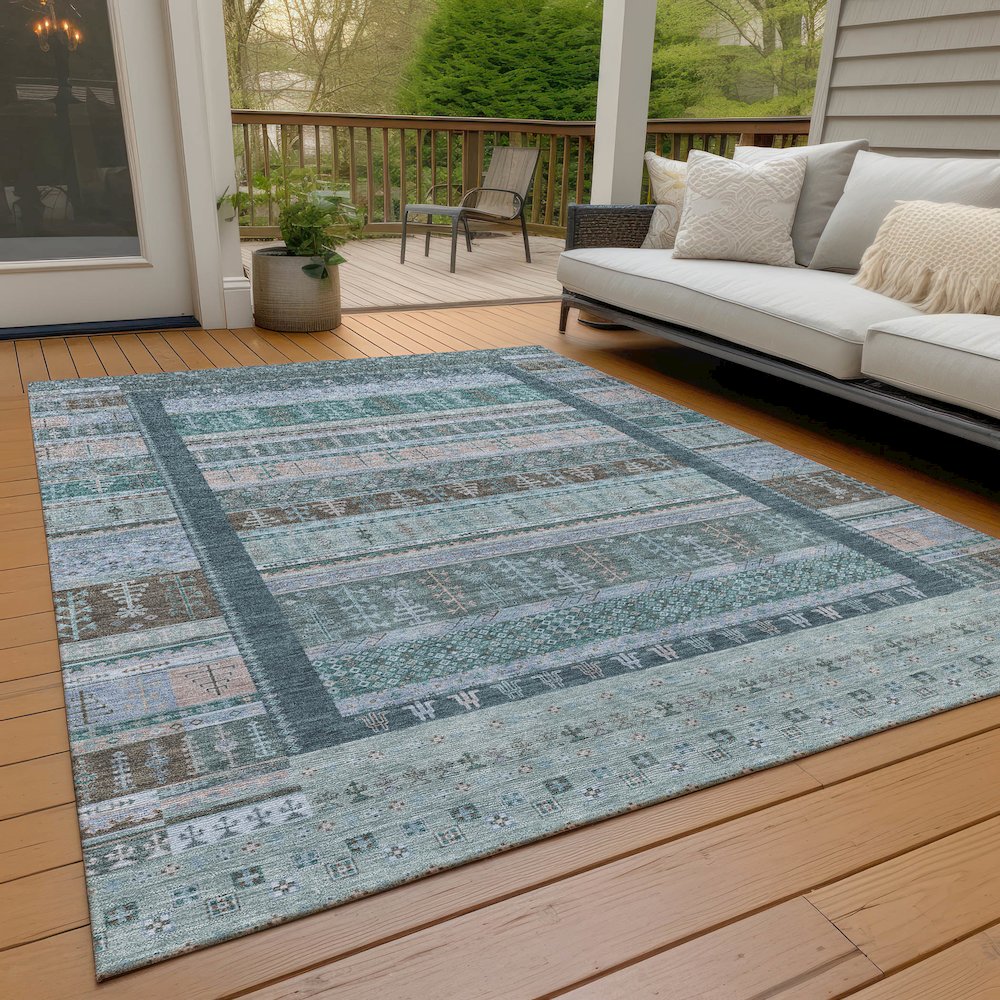 Machine Washable Indoor/Outdoor Chantille ACN2160 Emerald 10' x 14' Rug