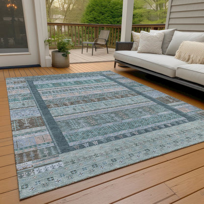 Machine Washable Indoor/Outdoor Chantille ACN2160 Emerald 10' x 14' Rug