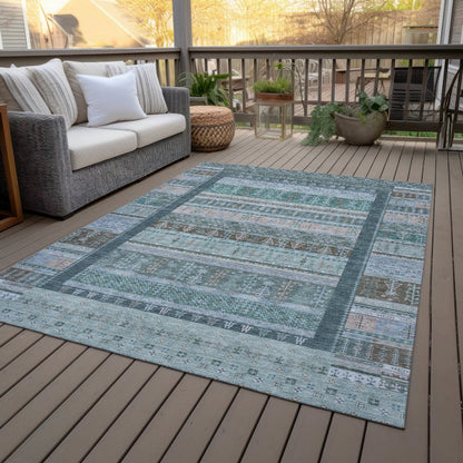 Machine Washable Indoor/Outdoor Chantille ACN2160 Emerald 10' x 14' Rug