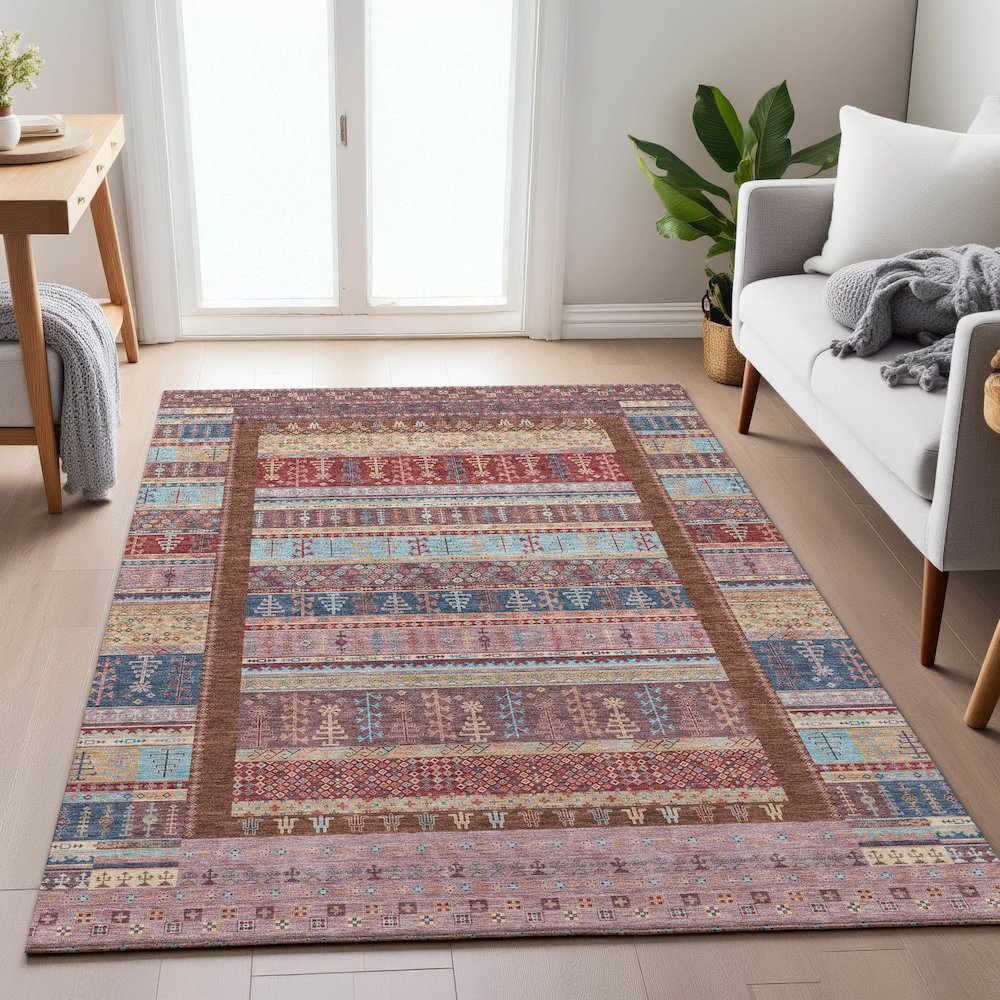 Machine Washable Indoor/Outdoor Chantille ACN2160 Red 10' x 14' Rug