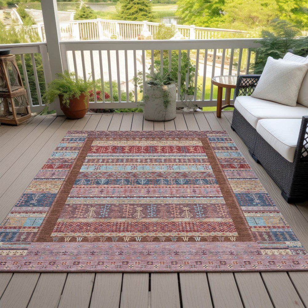 Machine Washable Indoor/Outdoor Chantille ACN2160 Red 10' x 14' Rug