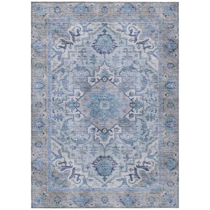Machine Washable Indoor/Outdoor Chantille ACN2163 Blue 10' x 14' Rug