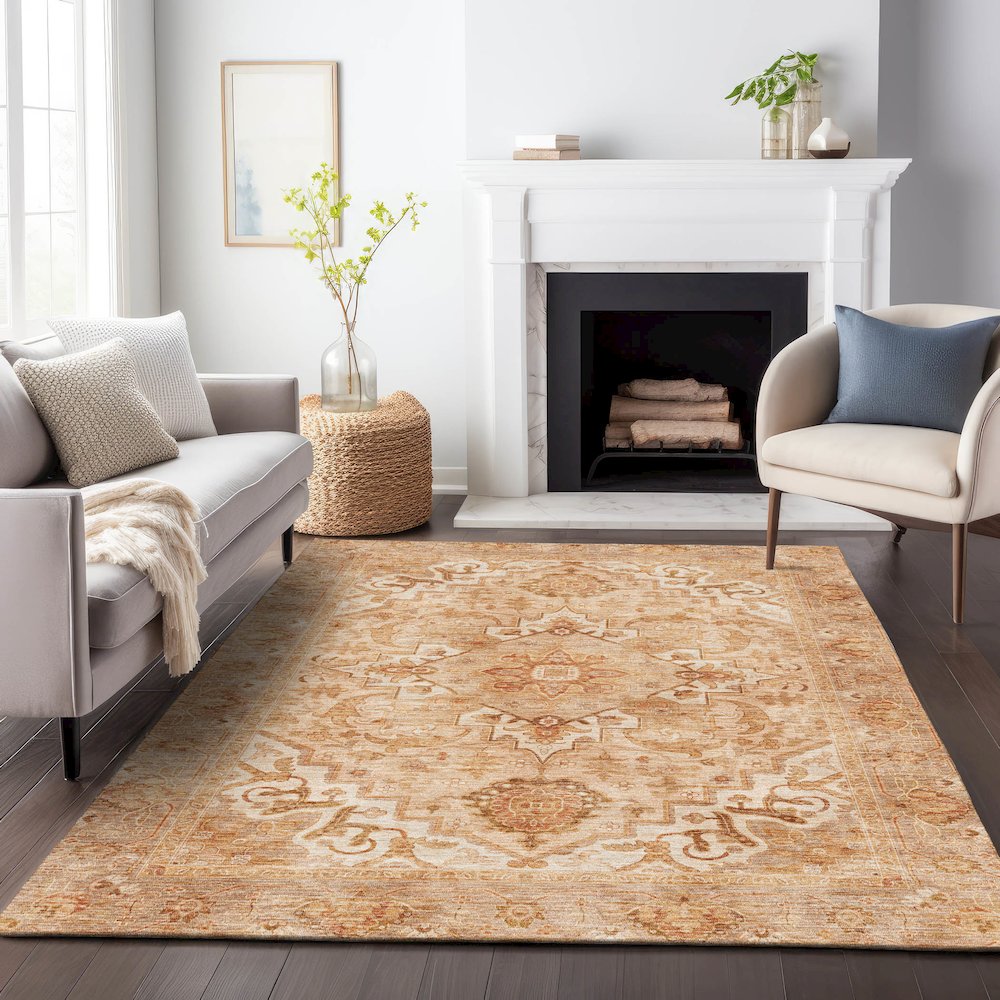 Machine Washable Indoor/Outdoor Chantille ACN2164 Copper 10' x 14' Rug