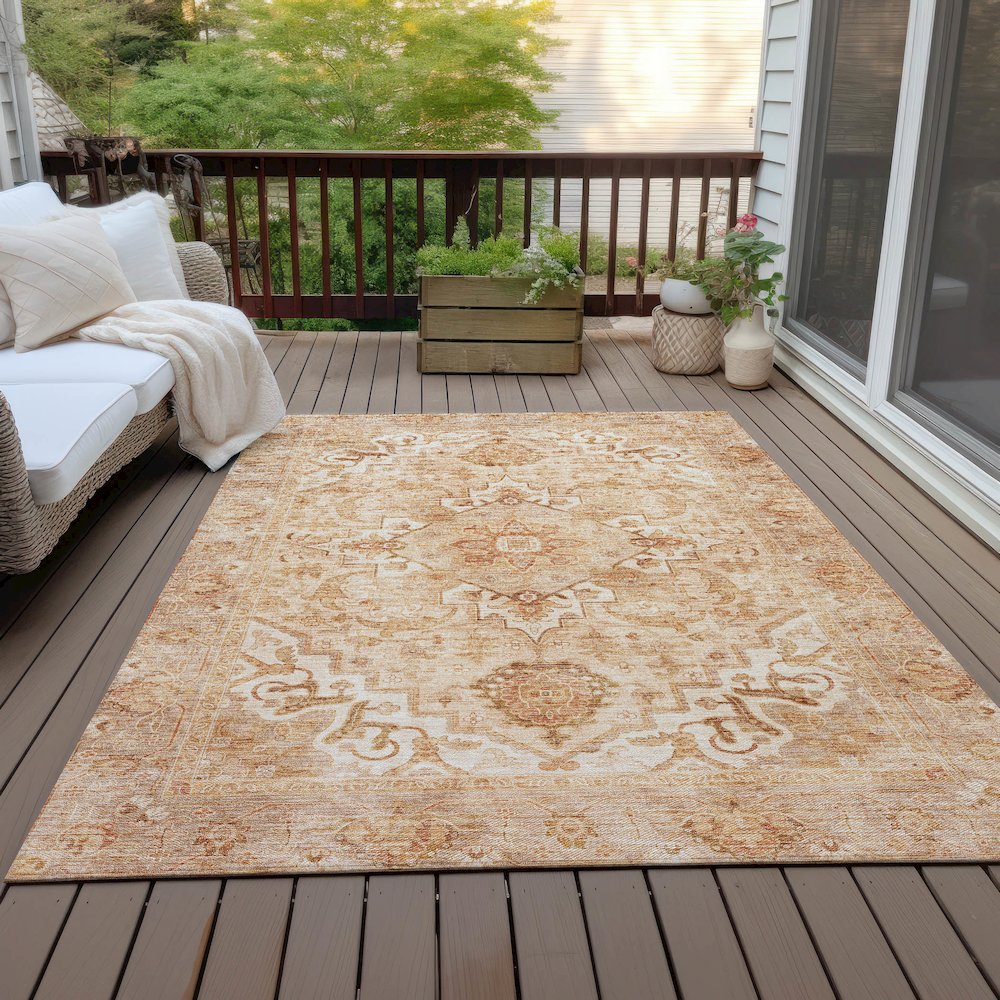 Machine Washable Indoor/Outdoor Chantille ACN2164 Copper 10' x 14' Rug