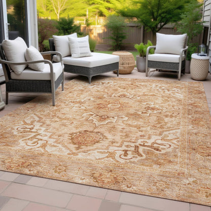 Machine Washable Indoor/Outdoor Chantille ACN2164 Copper 10' x 14' Rug