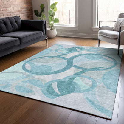 Machine Washable Indoor/Outdoor Chantille ACN2168 Teal 10' x 14' Rug