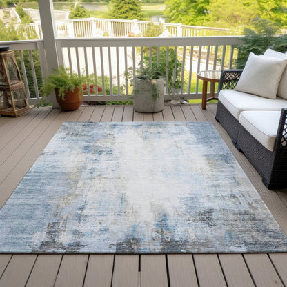Machine Washable Indoor/Outdoor Chantille ACN2171 Blue 10' x 14' Rug