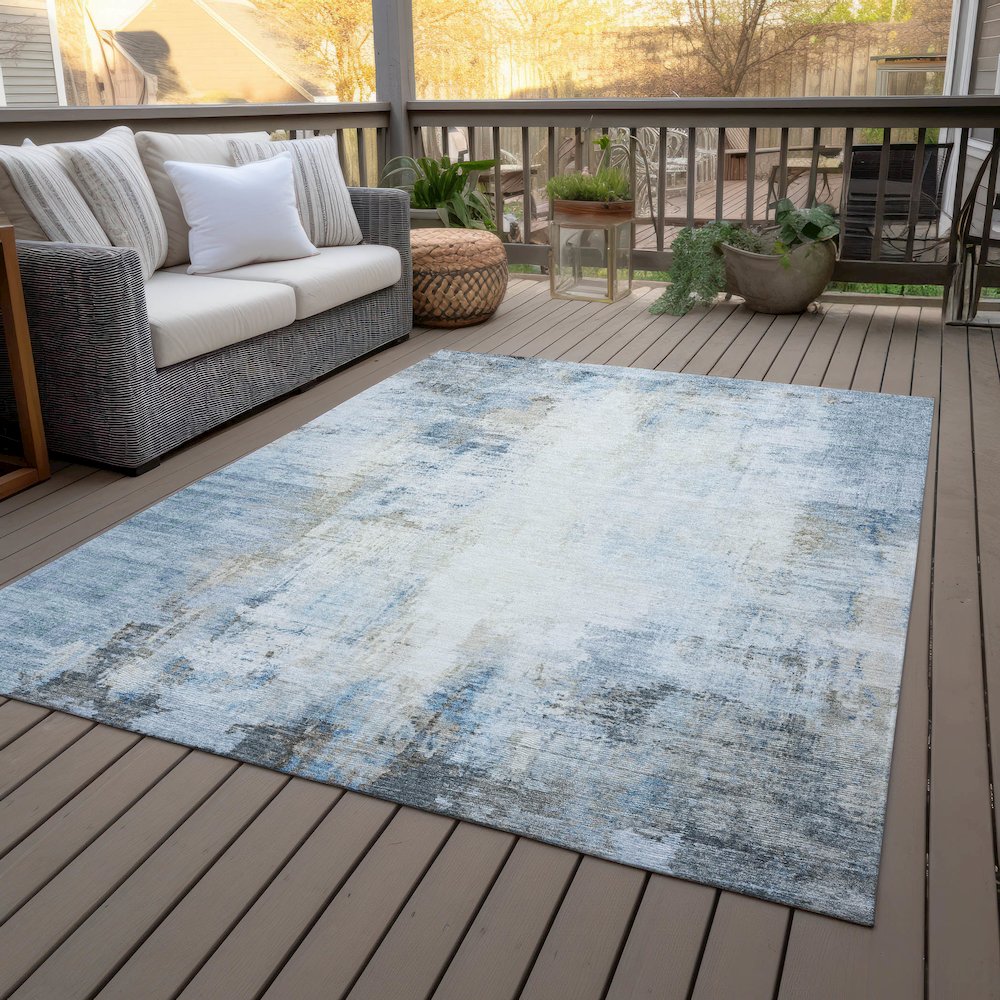 Machine Washable Indoor/Outdoor Chantille ACN2171 Blue 10' x 14' Rug