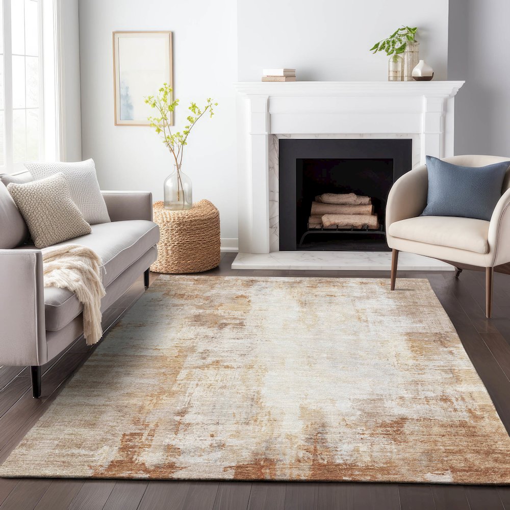 Machine Washable Indoor/Outdoor Chantille ACN2171 Copper 10' x 14' Rug