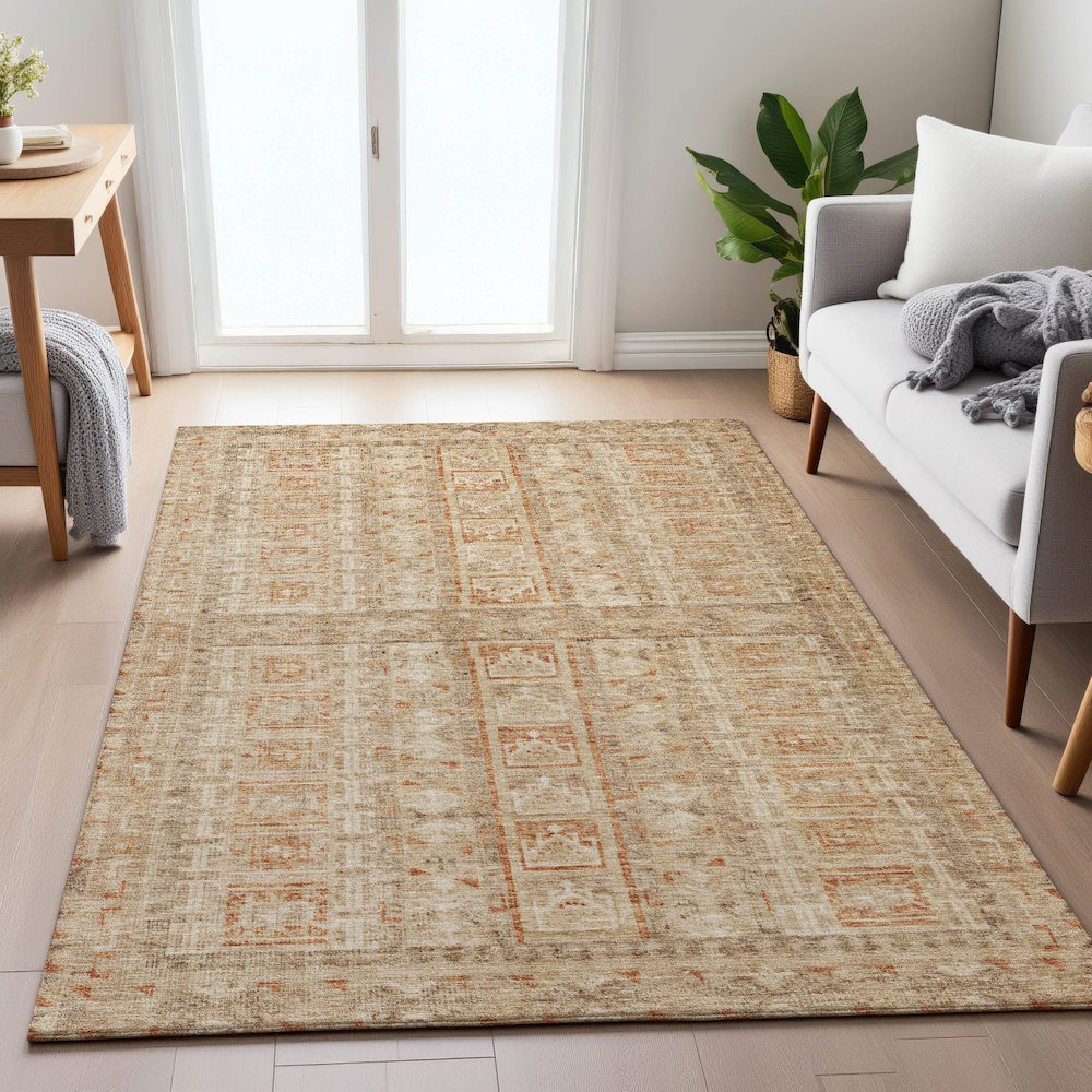 Machine Washable Indoor/Outdoor Chantille ACN2173 Paprika 10' x 14' Rug