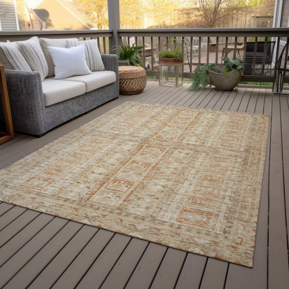 Machine Washable Indoor/Outdoor Chantille ACN2173 Paprika 10' x 14' Rug