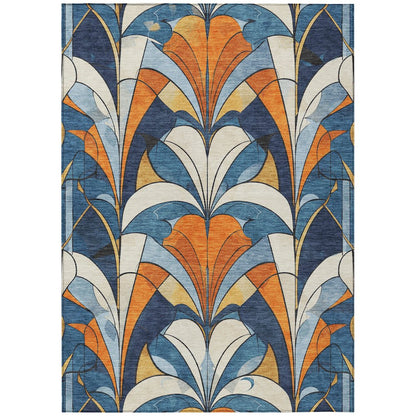 Machine Washable Indoor/Outdoor Chantille ACN2174 Blue 10' x 14' Rug