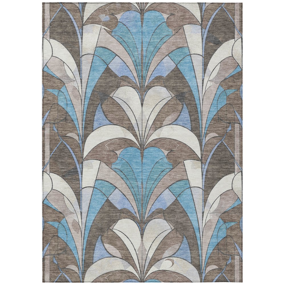 Machine Washable Indoor/Outdoor Chantille ACN2174 Brown 10' x 14' Rug