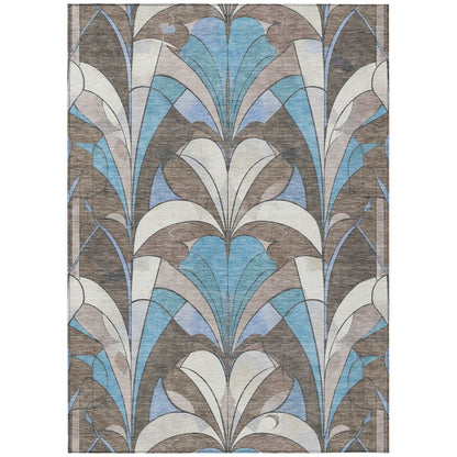 Machine Washable Indoor/Outdoor Chantille ACN2174 Brown 10' x 14' Rug