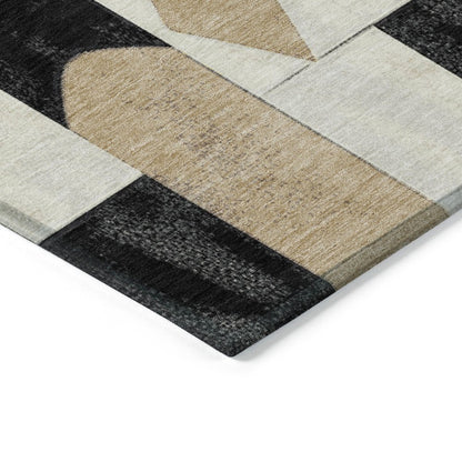 Machine Washable Indoor/Outdoor Chantille ACN2181 Black 8' x 8' Round Rug