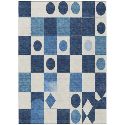 Machine Washable Indoor/Outdoor Chantille ACN2181 Blue 10' x 14' Rug